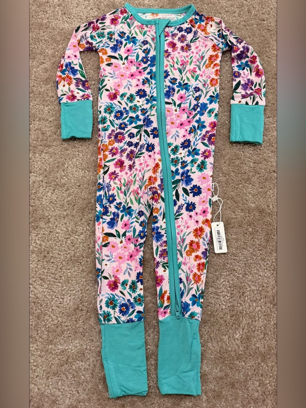 Little Sleepies Sweet Peas Floral zippy 6/12